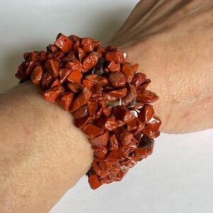 RED JASPER CUFF - stretch. Fits size 5.5 to 7 in wrist